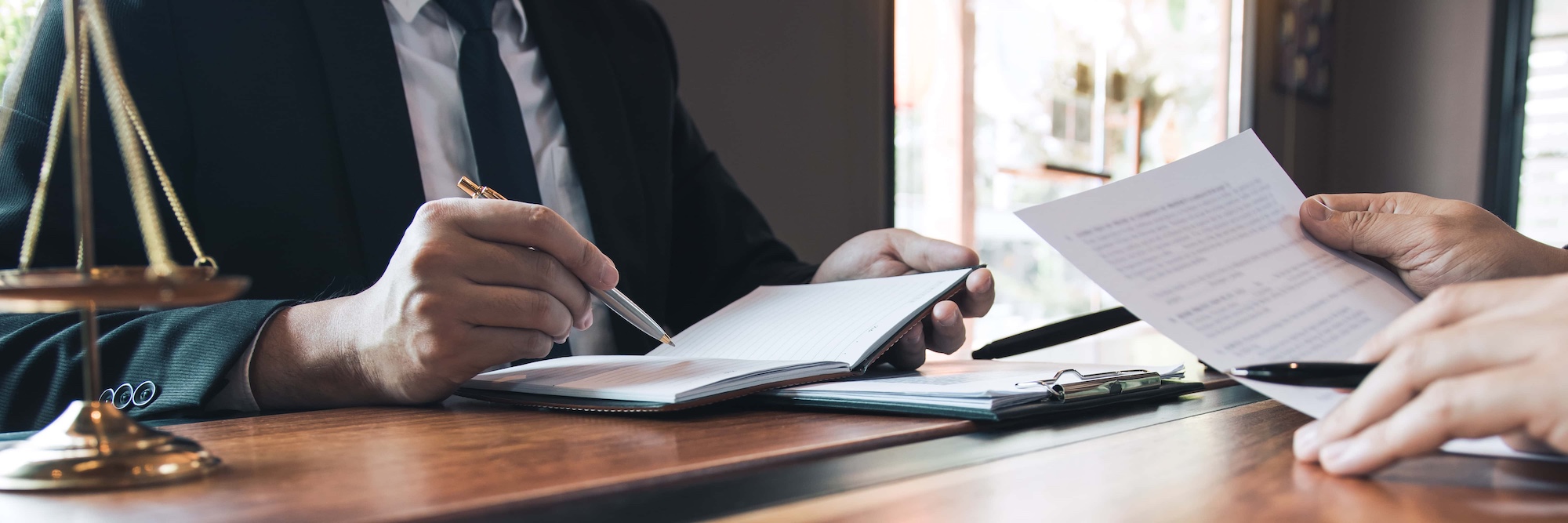 Business lawyer is currently counseling the clients trial at the lawyer office