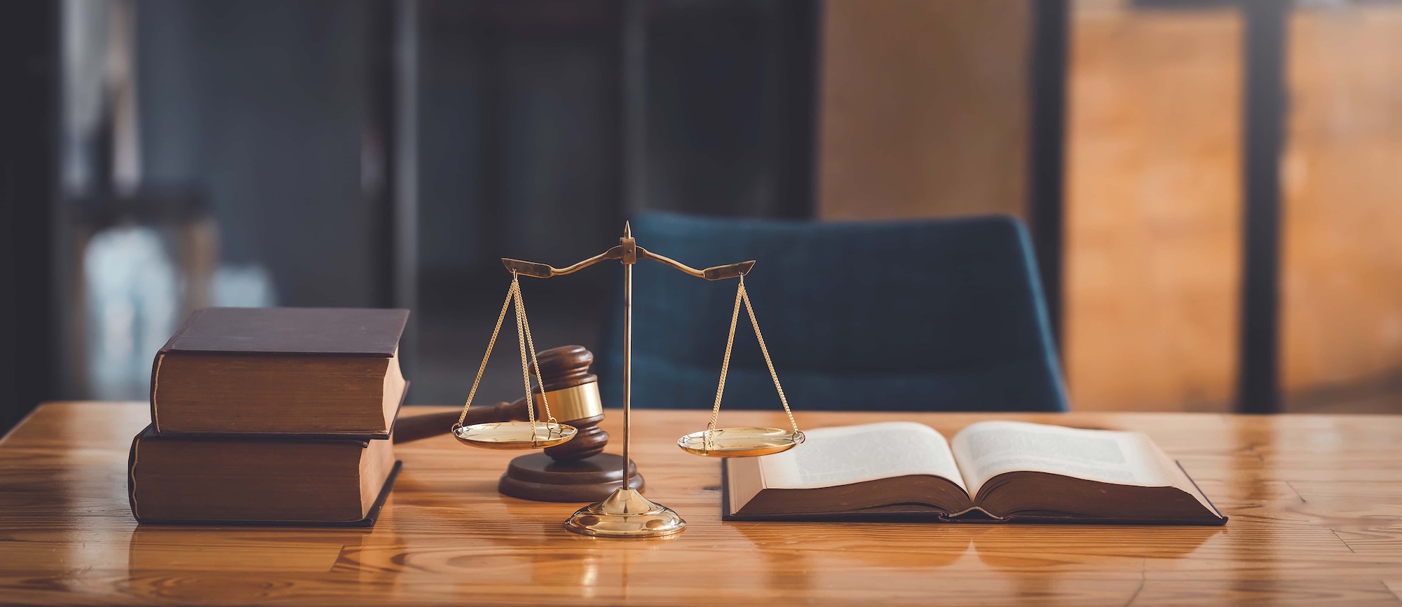 Lawyer desk in the office. justice law concept