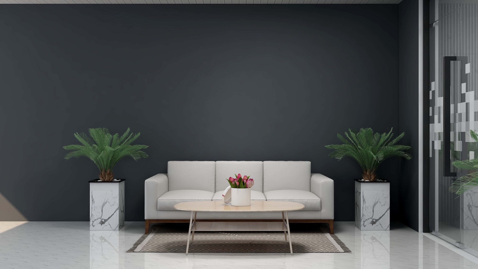 modern office lobby waiting room for company logo mockup
