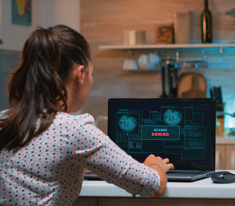 woman reviewing data on a laptop